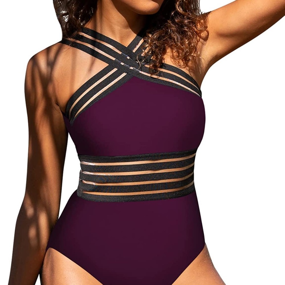Front Crossover One Piece Bathing Suit